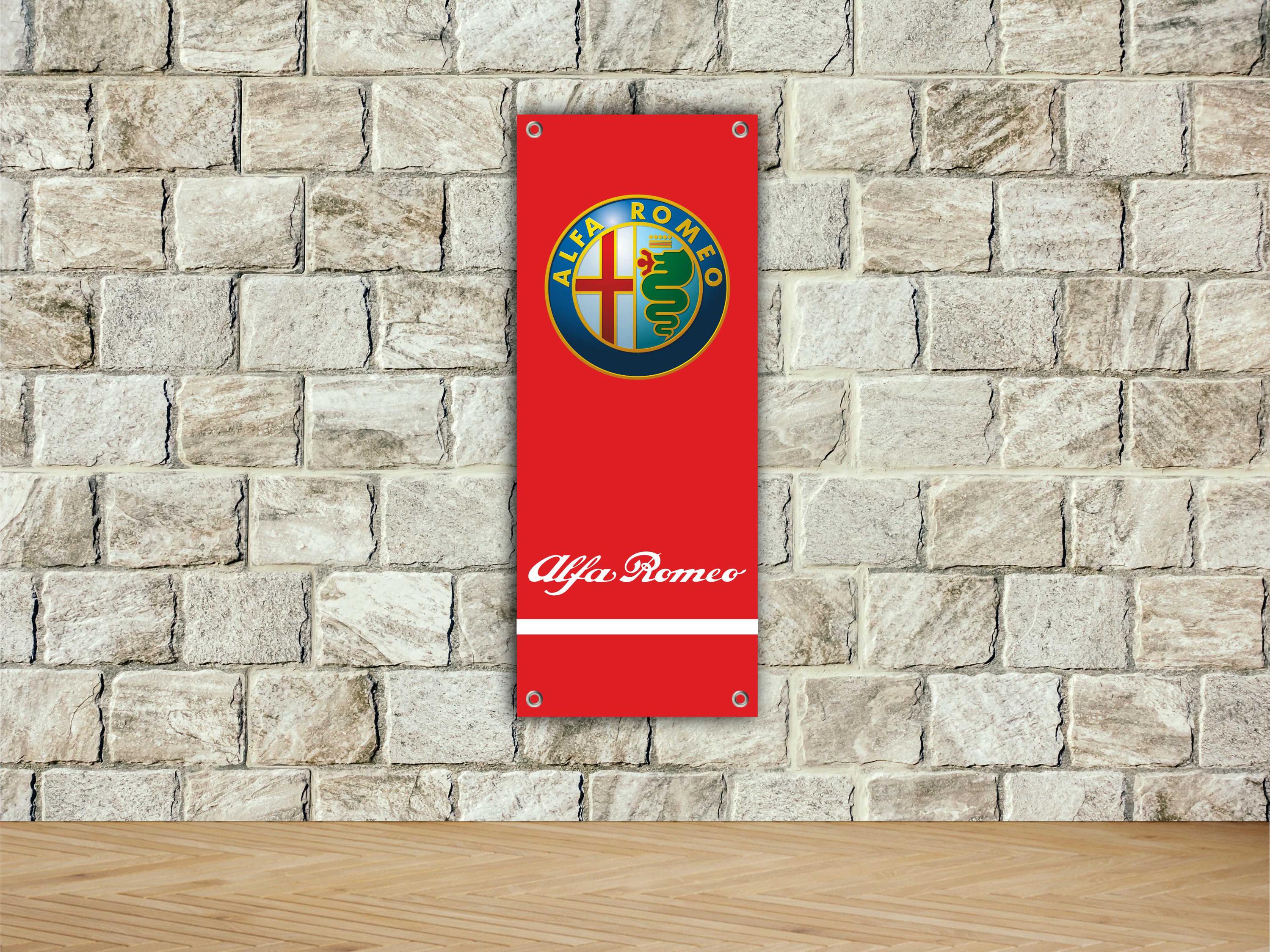 Bannière Garage Alfa Romeo Racing Italia - Grand Drapeau Déco 90x150cm - Poster Tissu Polyester - Neuf - Décoration