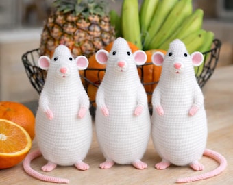Padrão de crochê realista de rato em PDF – Tutorial de brinquedo de rato amigurumi, download digital, padrão de boneco de animal