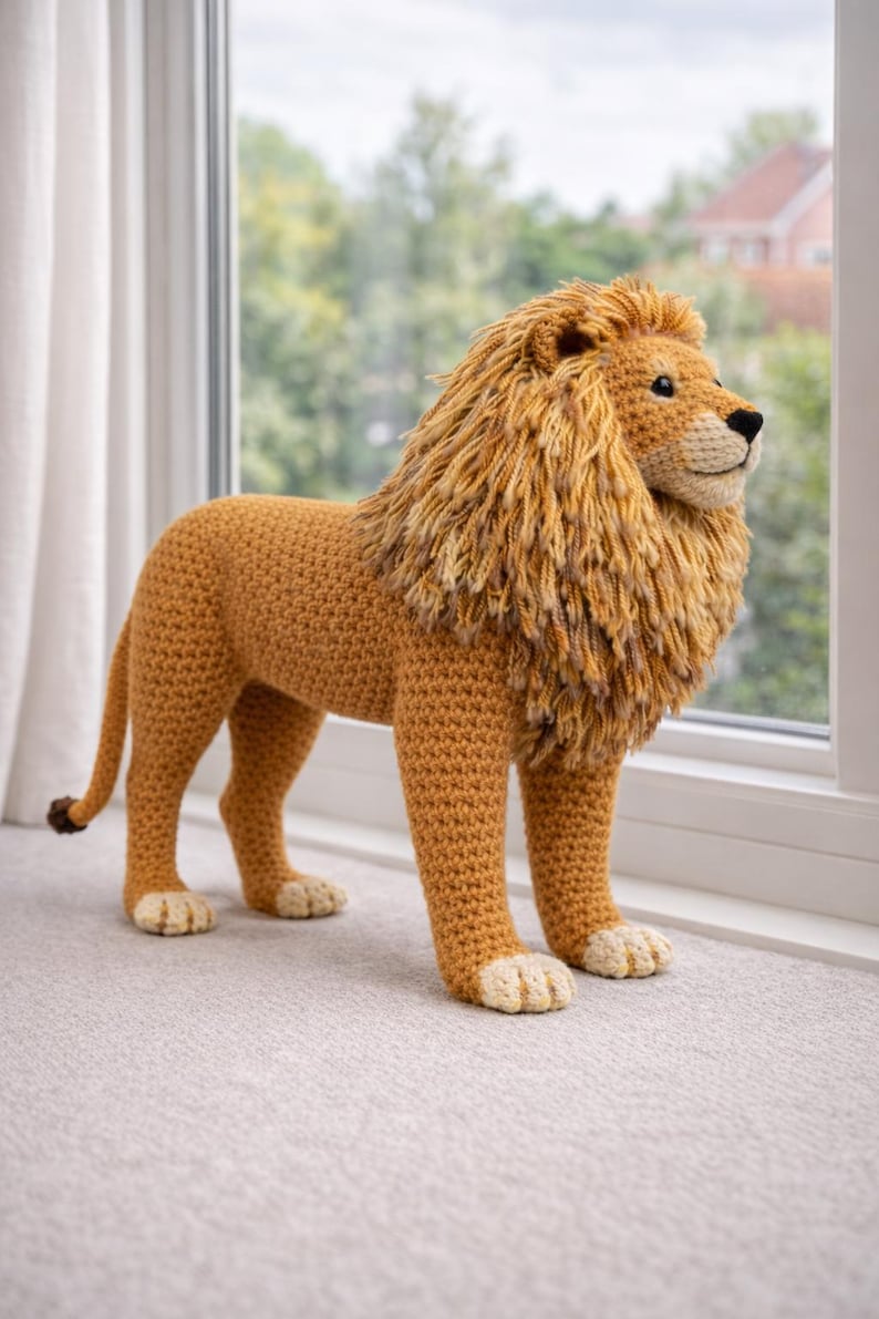 Realistic Lion Amigurumi Crochet Pattern | DIY Stuffed Animal Toy (PDF ...