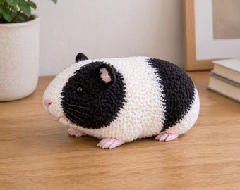 Amigurumi Meerschweinchen Häkelanleitung PDF, Realistisches Schwarz Weiss Plüschtier