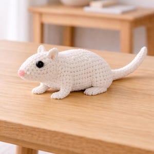 White Crochet Gerbil Pattern, Amigurumi Mouse Plush Toy (PDF Download)