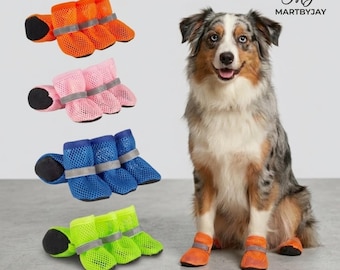 Breathable Mesh Dog Boots Set, Anti-Slip Summer Dog Shoes, Lightweigth Puppy Paw Protectors, Dog Booties for Small Medium Dogs