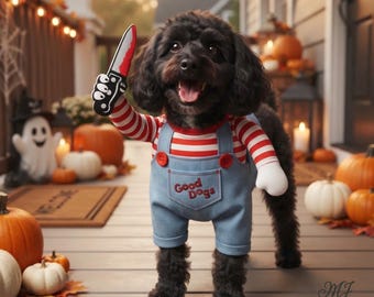 Funny Halloween Dog Costume, Spooky Pet Cosplay Outfit, Red Blue Puppy Clothes, Small Medium Dog Party Costume, Cat Halloween Dress Up Gift