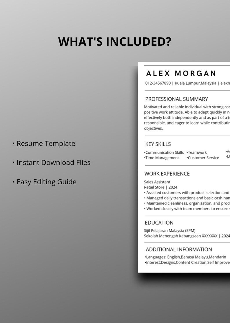 ATS Friendly Resume Template | Modern CV Design, Canva Editable ...
