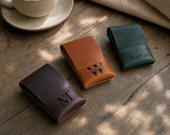 Personalized Leather Cash Wallet, Men's Slim Card Holder, Minimalist Flap Wallet, Front Pocket, Gift for Him, Everyday Wallet