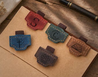 Personalized Leather Magnetic Bookmark & Pen Clip, Handmade Leather Bookmark, Reader Gift, Back to School, Fall Gift