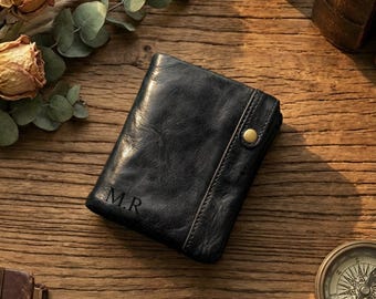 Personalized Minimalist Bifold Wallet, Handmade Soft Leather Wallet, Anniversary Gift for Him Her, Custom Slim wallet