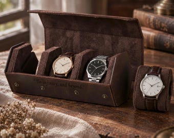 Personalized Leather Watch Case, Distressed Leather Watch Box 1-3 Slot, Travel Watch Roll, Anniversary Gift for Him, Groomsmen Gift