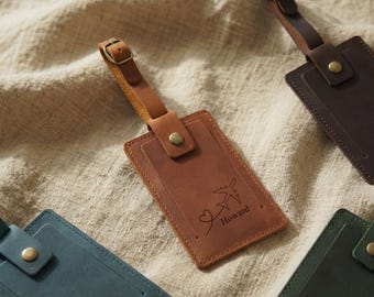 Personalized Leather Luggage Tags with Snap Closure, Engraved Suitcase Tag, Travel accessories, Groomsmen Gifts, gifts for him her