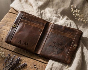 Personalized Men's Soft Leather Wallet, Handmade Bifold slim Wallet, Gift for Him, Dad, Husband, Anniversary gift