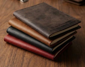 Personalized Refillable Leather Journal, Engraved Notebook Cover A5 A6, Executive Journal, Corporate Gift, Teacher Gift