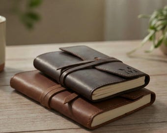 Personalized Refillable Leather Journal with Pen, Engraved Trifold Notebook Cover A5 A6, Travelers Notebook, Corporate Gift for Him