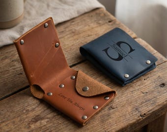 Personalized Leather Cash Wrap Wallet, Slim Cash Wallet, Riveted Minimalist Wallet for Men, Everyday Wallet, Anniversary Gift for Him