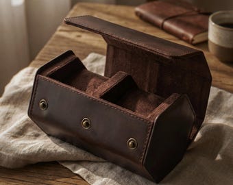Personalized Leather Watch Roll, Distressed Leather Watch Case, Men's Travel Watch Box, Anniversary Gift for Him, Groomsmen Gift