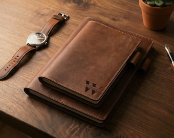 Personalized Refillable Leather Journal, Engraved Notebook Cover A5 A6, Graduation Gift for Him Her, Corporate Gifts, Teacher Gift
