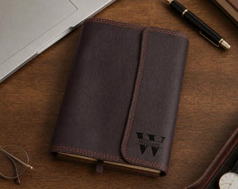 Personalized Leather Journal, Refillable Notebook Cover, A5 Leather Portfolio, Corporate Gifts, Anniversary Gift for him