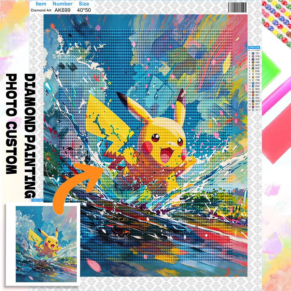 Pokémon 5D DIY Diamond Painting Pikachu Full Round Diamond Embroidery