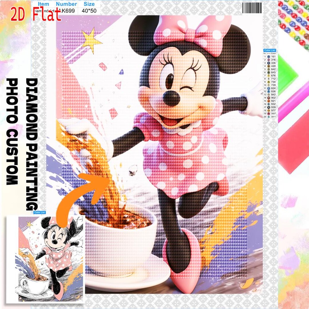 Minnie Mouse Diamond Painting Kit | Coffee Time CG Style 5D Full Drill ...