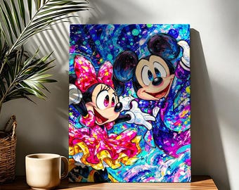 Kit de pintura por números de pareja de ratones de dibujos animados a partir de una foto, pintura por números DIY de arte pop con salpicaduras de color para adultos