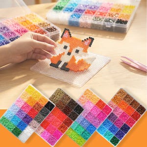 2. 6mm Mini Fuse Beads Kit, 11 box-different 24 Colors Melty Beads Set, DIY Iron Beads Bulk Craft Beads for Pixel Art Handmade Project