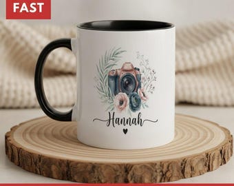 Personalized Photography Camera Mug for Photographer, Custom Coffee Mug, Birthday Present
