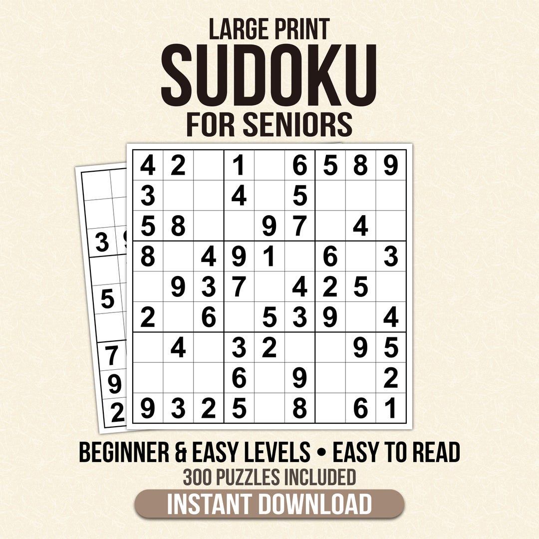 Large Print Sudoku for Seniors – 300 Easy Puzzles (PDF Download) - Etsy