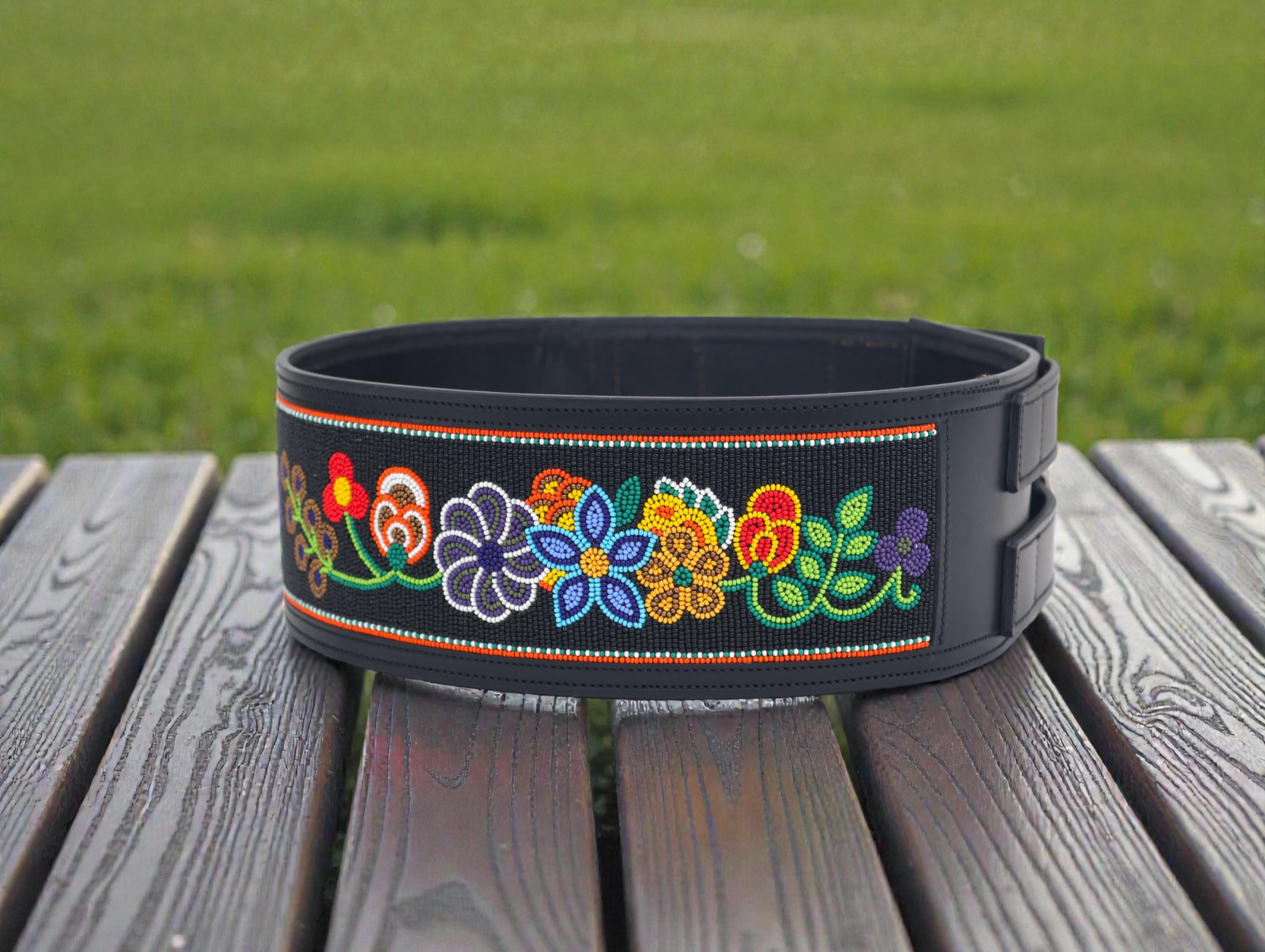 Courtenay Black Beaded Floral Belt asst colored Glass Beads hook n loop SZ 32-34 Glass Beaded Belt - Etsy main image 3
