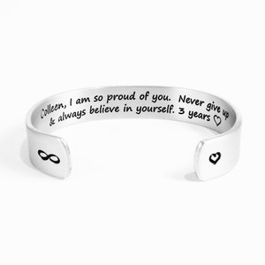 Addiction Recovery Encouragement Gifts I am so proud of you Never give up & always believe in yourself Sobriety Gift for Women Silver image 1