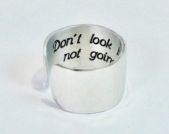 Recovery Ring | Don't look back you're not going that way | Encouragement Gift | Silver Hidden Message Ring | Addiction Recovery | Divorce