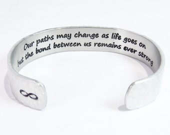 Friend Gift | Moving Away Gift | IN STOCK - Ready to Ship | Our paths may change as life goes on but the bond ...| Goodbye Gift | Silver