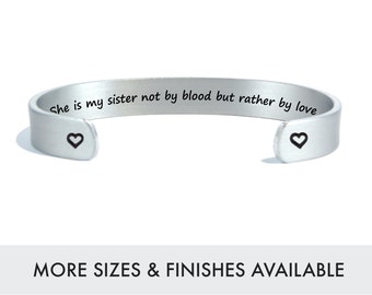 Best Friend Gifts | Soul Sisters Gift | She is my sister not by blood | Custom Friendship Bracelet | Bridesmaid Gifts | Hidden Message Cuff