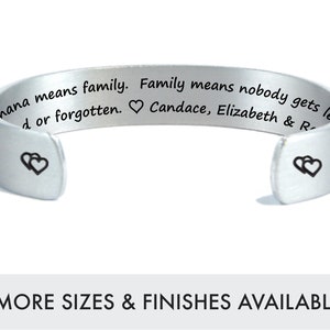 Ohana means family Family means nobody gets left behind or forgotten | Family Jewelry | Family Reunion Gifts | Silver Cuff Bracelet