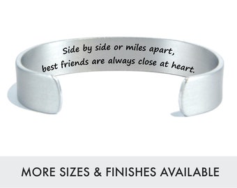 BFF Gift | Side by side or miles apart best friends are always close at heart | Long Distance Best Friend Gift | Custom Friendship Bracelet