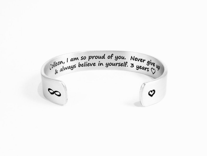 Addiction Recovery Encouragement Gifts I am so proud of you Never give up & always believe in yourself Sobriety Gift for Women Silver image 1