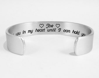 In Memory Of | In Remembrance Of | Bereavement Gifts | I will hold you in my heart until I can hold you in heaven | Silver Message Bracelet