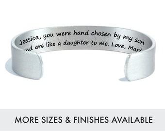 Daughter-In-Law Gift | you were hand chosen by my son and are like a daughter to me | Birthday Gift | Personalized Gift | Silver Bracelet
