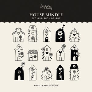 Pacchetto SVG Floral House, file tagliati al laser (svg, png, pdf, eps, jpg)