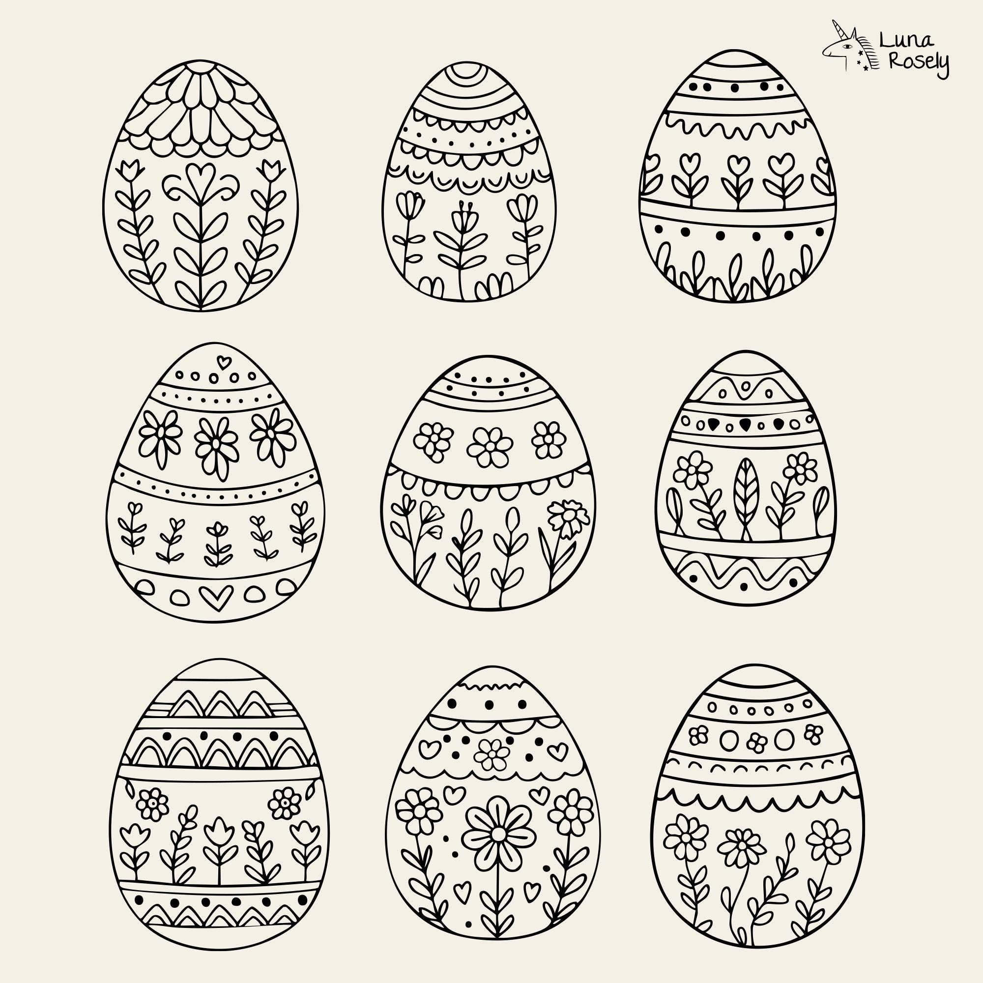 Easter Egg SVG Bundle, Floral Cut Files (digital Download - Etsy