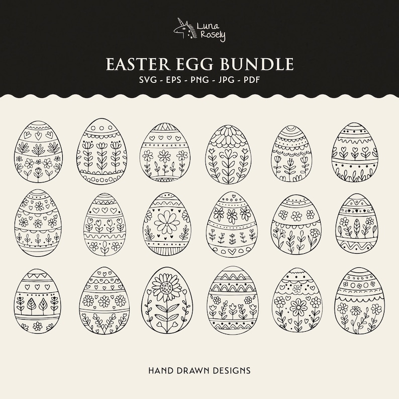 Easter Egg SVG Bundle, Floral Cut Files (digital Download - Etsy