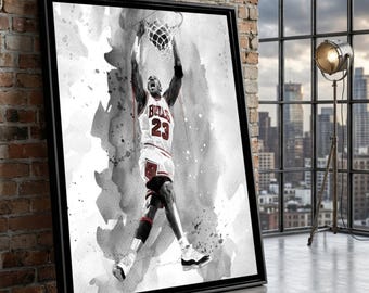 Michael Jordan Dunk Canvas Art, Chicago Bulls, Ritratto sportivo