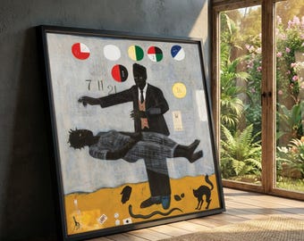 Kerry James Marshall Style Canvas Print, Modern Black Art, Symbolic Narrative