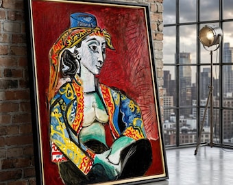 Abstract Woman Portrait Canvas, Colorful Cubism Style Wall Art