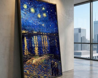 ローヌ川の星月夜 - フィンセント・ファン・ゴッホの手描きの油絵の