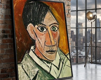 Picasso Cubism Portrait Canvas Art, Modern Expressionist Decor, Ready to Hang