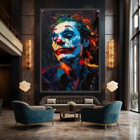 Joker Graffiti Canvas, Abstract Clown Painting, Urban Street Art