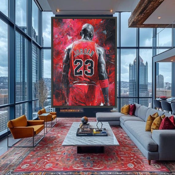 Michael Jordan Canvas Print, Red Chicago Bulls Jersey, NBA Art - Etsy