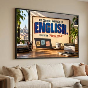Coding Language English Canvas, Funny Developer Quote Wall Art, Programmer Office Decor, Software Engineer Gift, Developer Life Canvas Art