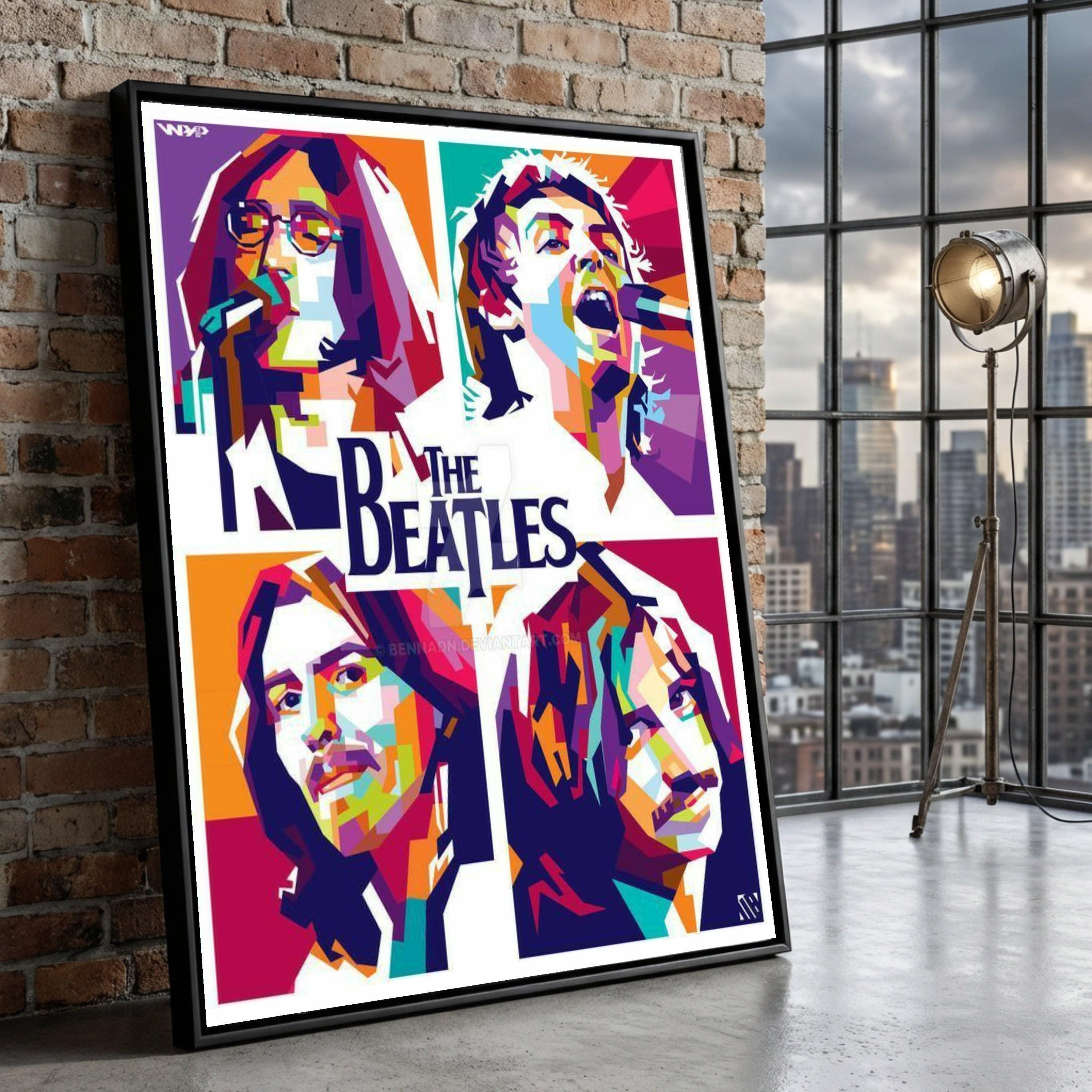 The Beatles Pop Art Canvas Print, Colorful Music Legend Portraits
