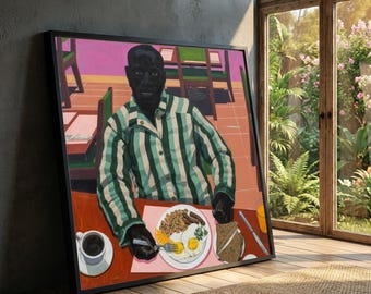 Kerry James Marshall Canvas Print, Black Portrait, Modern Breakfast Scene