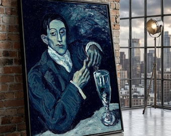 Picasso Blue Period Portrait Canvas, Cubist Style Art